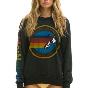 Aviator nation Malibu crew sweatshirt- charcoal